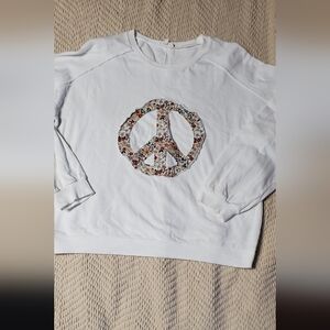 Easel White Sweatshirt with Floral Peace Sign
